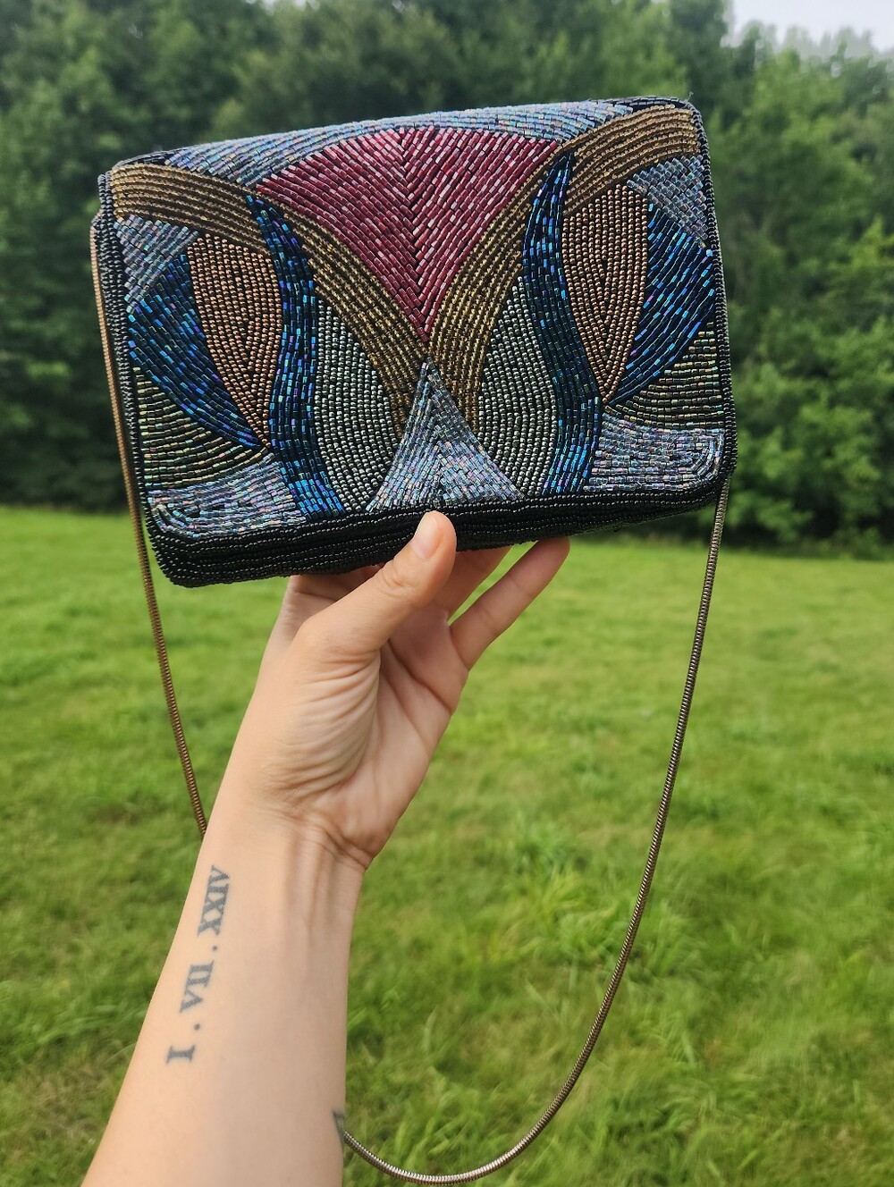 "Gatsby's Mistress" Beaded Multi-Color Evening Crossbody Bag